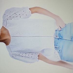 Parker white ivory eyelet puff sleeve top fully lined size XS NEW MSRP $278…